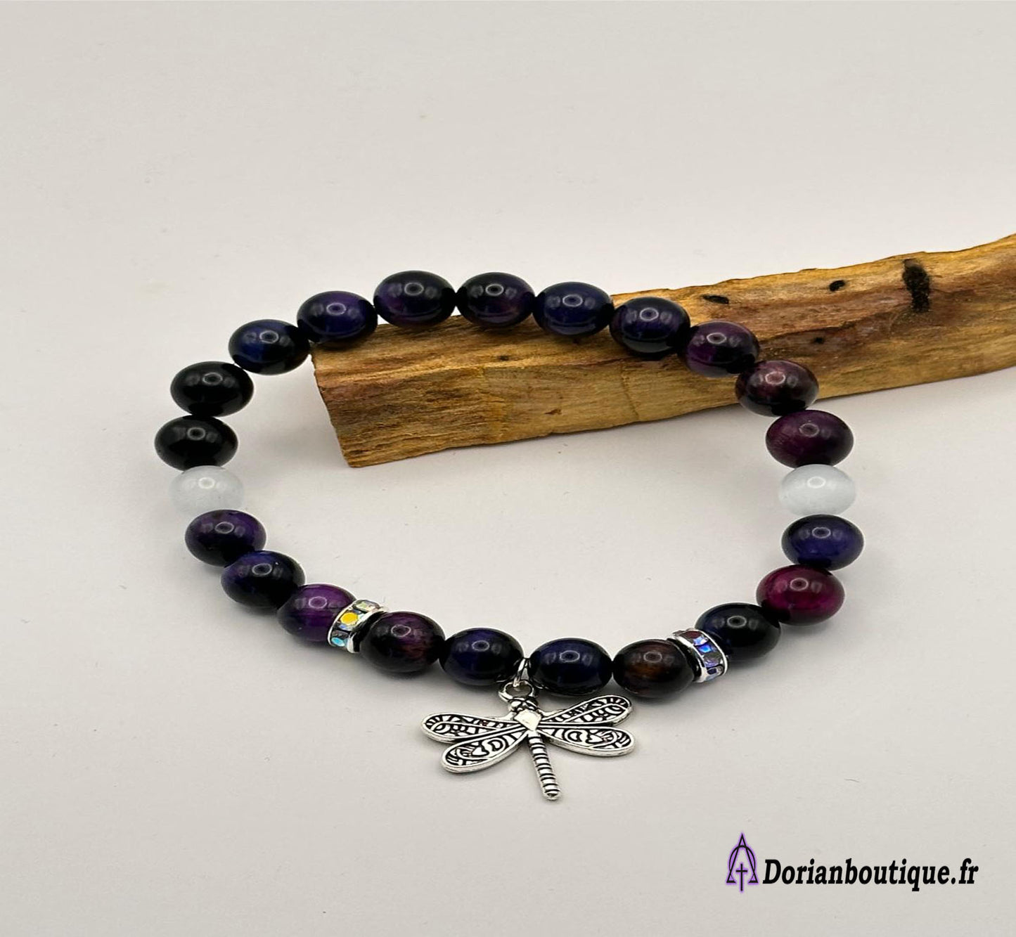 Bracelet oeil de tigre de Galaxie et oeil de chat libellule