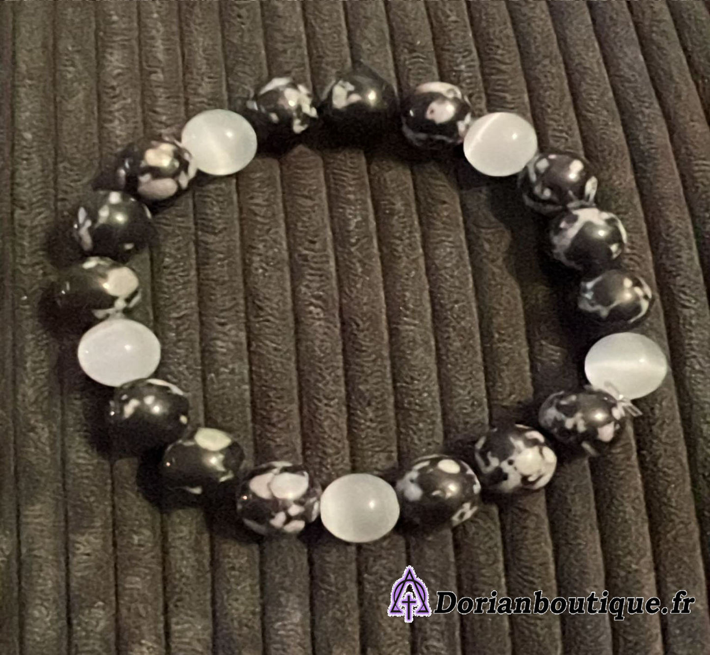Bracelet Obsidienne Flocon de Neige chat