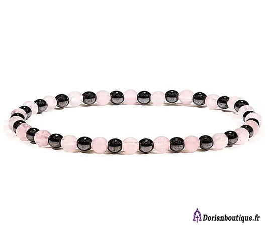 Bracelet hématite/quartz rose (-30% achat par 03 CODE : GROUP30)
