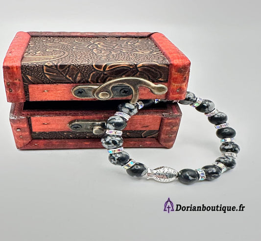 Obsidienne Flocon de Neige et charms