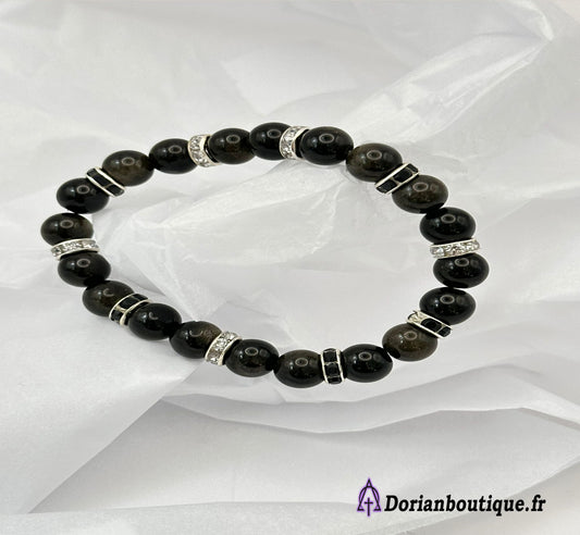 Bracelet L'obsidienne Dorée  Jour et nuit